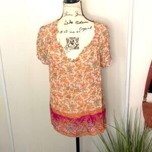 Lucky Brand Floral Sheer Blouse Size Medium
